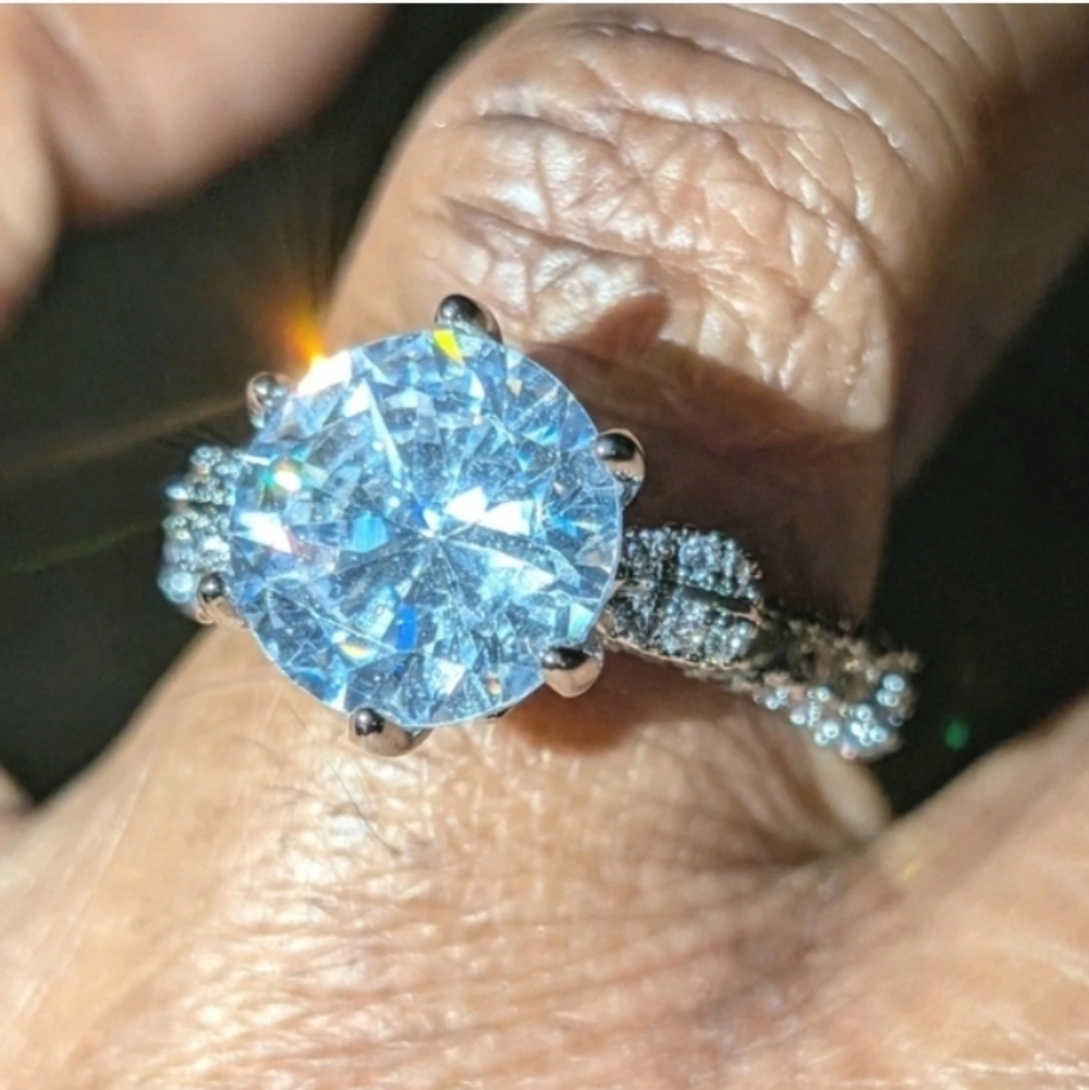 Womens 3ct Round Cut Moissanite Wedding Engagement Ring 14k White Gold Plated 10